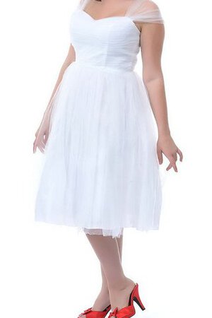 Robe de mariée plissage fermeutre eclair de col carré a-ligne textile en tulle - Photo 1