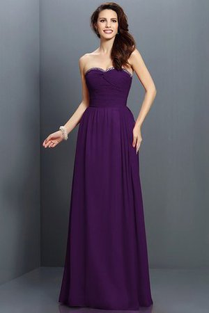 Robe demoiselle d'honneur ligne a avec zip en chiffon avec sans manches de princesse - Photo 13