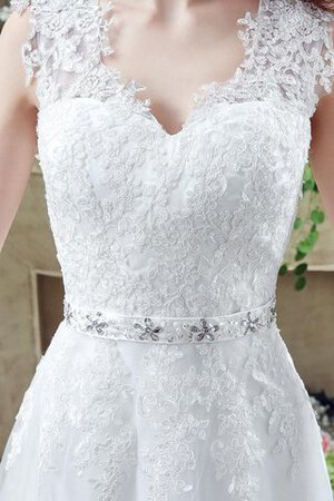 Robe de mariée sexy naturel de traîne courte avec zip en tulle - Photo 2