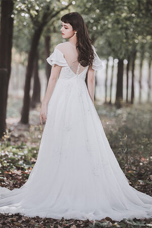 Abito da sposa moda giunonico a-line particolare con manica corte con increspature - Foto 3