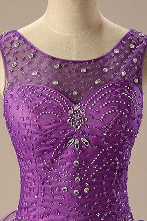 Satin Ärmelloses Perlenbesetztes plissiertes bodenlanges Quinceanera Kleid mit Stickerei - Bild 3