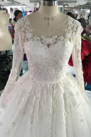 Abito da Sposa con paillette tradizionale in Tulle con Bottone con Applique Elegante - Foto 4