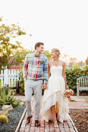 Robe de mariée romantique en chiffon haut bas col en forme de cœur fermeutre eclair - Photo 1