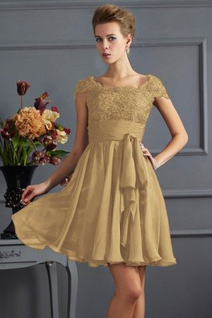 Abito da Damigella in Chiffon Mini A-Line Cerniera con Manica Corte - Foto 5