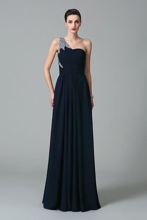 Robe de soirée naturel a-ligne de princesse d'épaule asymétrique avec chiffon - Photo 4