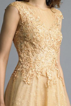 Robe de bal naturel appliques avec manche épeules enveloppants de col haut a-ligne - Photo 20