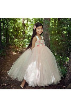 Robe de cortège enfant plissage de mode de bal avec fleurs avec sans manches textile en tulle - Photo 1