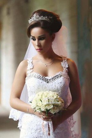 Abito da Sposa in Pizzo Conotta Senza Maniche con Perline con Applique in Tulle - Foto 2