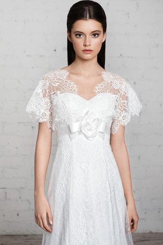 Robe de mariée collant v encolure jusqu'au sol ceinture avec ruban - Photo 2