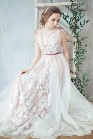 Abito da Sposa Conotta con Bottone Vintage Semplice con Ricamo Barchetta - Foto 3