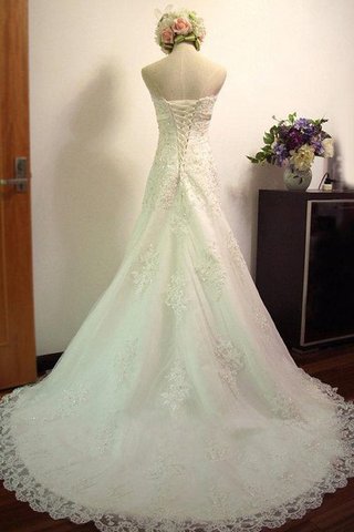 Abito da Sposa Cappellino in Pizzo A Terra Buco Della Serratura Schiena con Applique Lungo - Foto 2