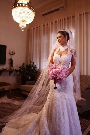 Abito da Sposa Senza Maniche Coda A Strascico Corto Retro Naturale in Pizzo - Foto 2