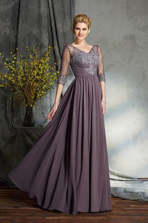 Chiffon Ärmelloses Halbe Ärmeln V-Ausschnitt Normale Taille Brautmutterkleid - Bild 4