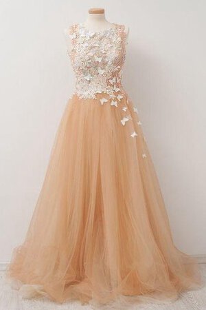 Robe de bal luxueux col en bateau avec décoration dentelle en tulle appliques - Photo 1