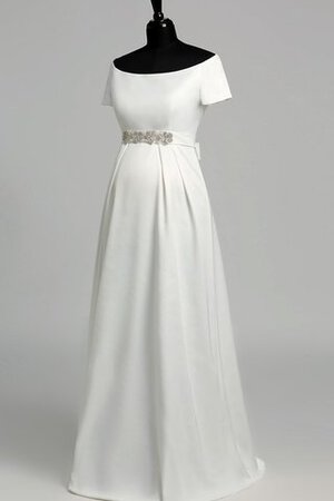 A-Line kurze Ärmeln Satin bodenlanges stilvolles Brautkleid mit Perlen - Bild 4