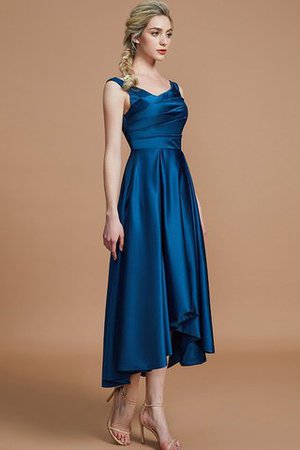 Ärmelloses Normale Taille Prinzessin Brautjungfernkleid aus Satin mit V-Ausschnitt - Bild 3