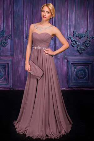 A Linie Chiffon normale Taille Spitze Ballkleid mit Bordüre mit Perlen - Bild 1