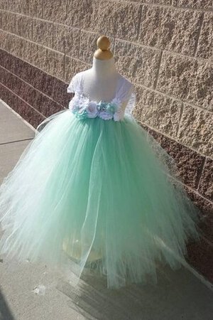 Abito da Cerimonia Bambini con Piega con Fiore con Fusciacca A Terra Ball Gown Cappellino - Foto 1