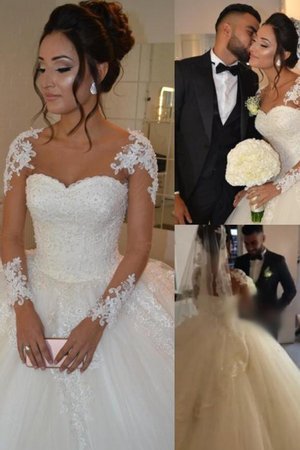 Vestido de Novia de Cola Corte de Abalorio de Manga larga de Dulce - Foto 2