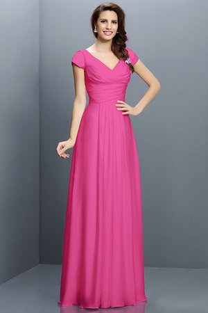 Robe demoiselle d'honneur plissé avec zip en chiffon de princesse a-ligne - Photo 11