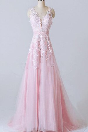 Robe de bal luxueux romantique textile en tulle a-ligne decoration en fleur - Photo 1