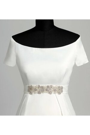 A-Line kurze Ärmeln Satin bodenlanges stilvolles Brautkleid mit Perlen - Bild 6