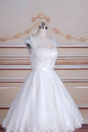 Abito da Sposa Semplice A-Line Tondo con Fusciacca con Nastro mini - Foto 3