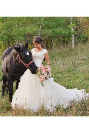 Abito da Sposa retro A-Line Elegante V-Scollo Coda A Strascico Corto moda - Foto 4