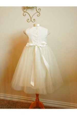 Robe de cortège enfant naturel plissé de lotus de col haut en tulle - Photo 5