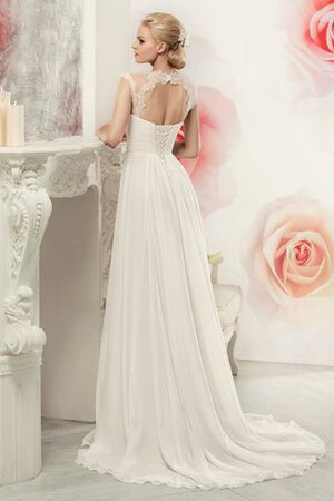 Abito da Sposa Lungo Queen Anne Senza Maniche in Chiffon alta vita A Terra - Foto 3