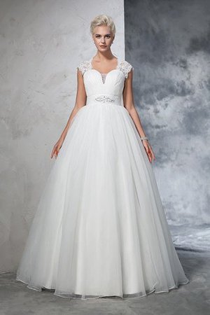 Abito da Sposa Ball Gown con Increspato Vintage Senza Maniche in Tulle - Foto 3