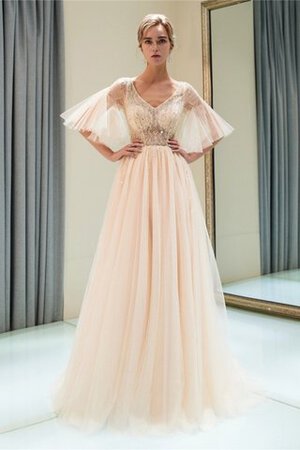 Robe de bal en tulle en 1/2 manche délicat avec zip naturel - Photo 2