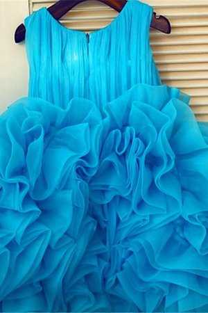 Abito da Cerimonia Bambini Tondo Ball Gown Sotto Ginocchio Senza Maniche in Organza - Foto 7