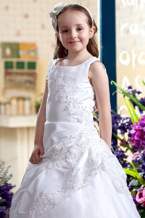 Abito da Cerimonia Bambini con Applique Allacciato con Fiore Senza Maniche - Foto 3