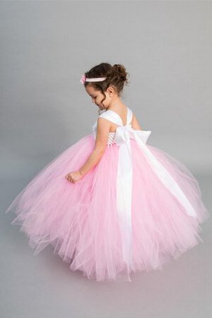 Abito da Cerimonia Bambini Cappellino in Tulle con Nastro alta vita A Terra con Manica Corte - Foto 3