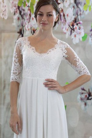 Abito da Sposa Buco Della Serratura Schiena V-Scollo Tondo Semplice in pizzo A-Line - Foto 3