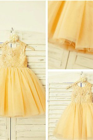 Robe de cortège enfant naturel avec sans manches col u profond ligne a en tulle - Photo 4