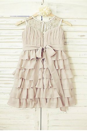 Robe de cortège enfant naturel a-ligne longueur au ras du sol avec zip avec fleurs - Photo 4