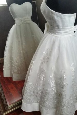 Robe de mariée vintage ruché avec zip decoration en fleur en organza - Photo 2