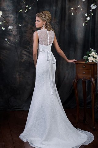 Robe de mariée classique de col en v gaine avec perle jusqu'au sol - Photo 2