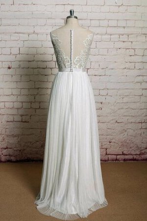 A-Line normale Taille Strand plissiertes Juwel Ausschnitt sexy Brautkleid - Bild 2