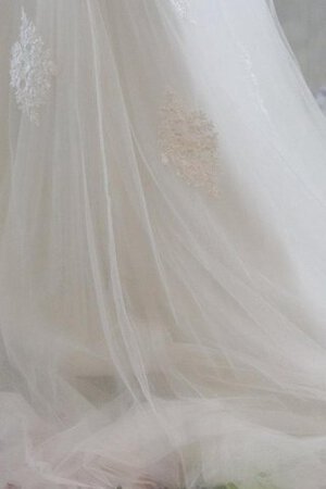 Herz-Ausschnitt A-Line Ärmellos Tüll bodenlanges Brautkleid mit Perlen - Bild 5