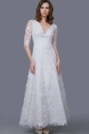 Robe de mariée intemporel attirent avec zip v encolure decoration en fleur - Photo 1