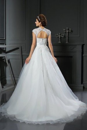 Abito da Sposa in Organza Alta Vita Ball Gown con Perline Quadrato - Foto 2