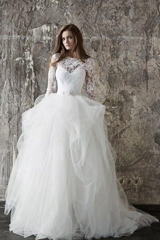 Robe de mariée romantique de col bateau en plage trou de serrure avec perle - Photo 2