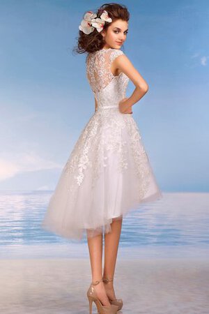 Robe de mariée informel romantique plissage v encolure haut bas - Photo 4