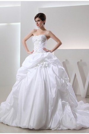 Robe de mariée longue facile avec perle de tour de ceinture en haute en taffetas - Photo 1