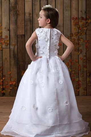 Robe de cortège enfant ligne a ruché avec fleurs fermeutre eclair manche nulle - Photo 2