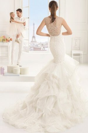 Robe de mariée long derniere tendance de col bateau de traîne courte avec perle - Photo 2