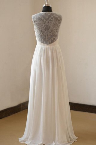 Abito da Sposa A Terra V-Scollo con Piega sexy in Chiffon Naturale - Foto 2